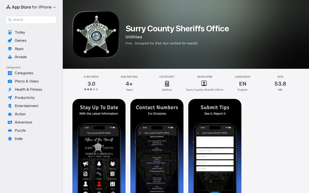 Official Surry County Sheriff mobile app listing
